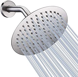 High Pressure Shower Head, 8 Inch Rain Showerhead, Ultra-Thin Design- Pressure Boosting, Awesome Shower Experience, NearMoon High Flow Stainless Steel Rainfall Shower Head (Brushed Nickel)