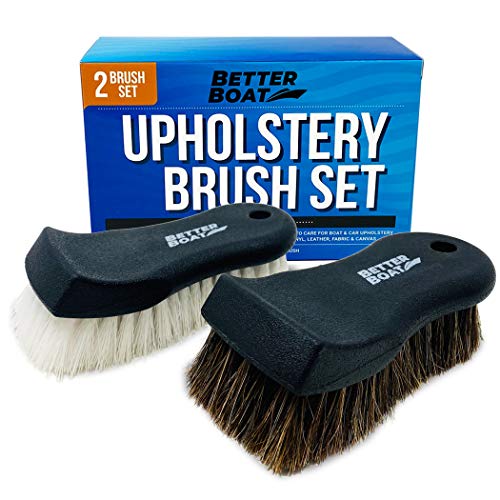 Upholstery Cleaner Scrub Brush Set Cleaning Brush and Horsehair Detailing Brush for Car Interior, Seats, Boat, Couch, Sofa and Carpet