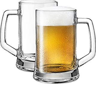 Beer Mugs, by KooK, Solid Glass, Large, Set of 2, 22oz