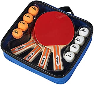 Rally & Roar Premium Table Tennis Paddle Set, 4 Premium Paddles, 8, 3-Star Balls, Carry Case - Wooden 5-ply Table Tennis Paddles, Inverted Rubbers for 4 Player Games - Premium Indoor Play Equipment