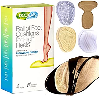 Ball of Foot and Heel Cushions for High Heels Shoes Metatarsal Pads for Women 4-Pack  Soft Gel Shoe Inserts Relieve Foot Pain  an Innovative Insoles Shape Design Adhesive Comfort Set by Dooxas