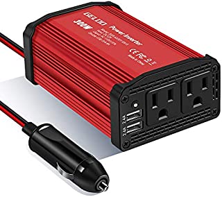 GELOO 300W Power Inverter, DC 12V to 110V AC Car Inverter with 4.8A Dual USB Charging Ports Car Charger Adapter