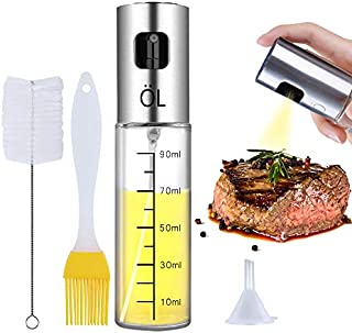 Ninonly Olive Oil Sprayer Bottle Oil Dispenser with Scale Transparent Food-Grade Portable Spray Bottle Vinegar Bottle Air Fryer Stainless Steel for Salad BBQ Frying Grilling Kitchen Baking Roasting