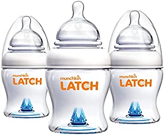 Munchkin Latch Anti-Colic Baby Bottle with Ultra Flexible Breast-like Nipple, BPA Free, 4 Ounce, 3 Pack