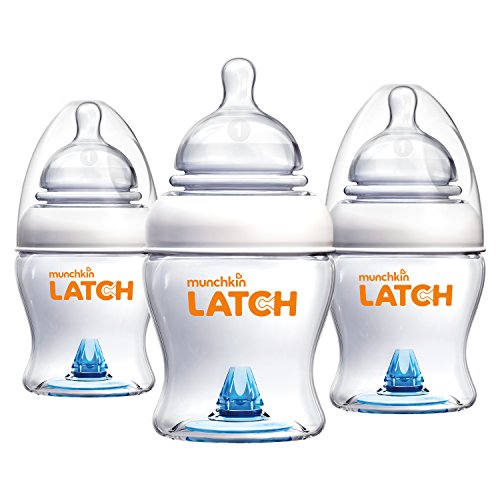 Munchkin Latch Anti-Colic Baby Bottle with Ultra Flexible Breast-like Nipple, BPA Free, 4 Ounce, 3 Pack