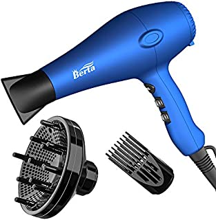 Professional Ionic Hair Dryer for Hair, Blow Dryer with Diffuser & Comb & Concentrator, Lightweight 1875W Hairdryer Drying Fast, 3 Heat 2 Speed with Cool Shot Button Blue