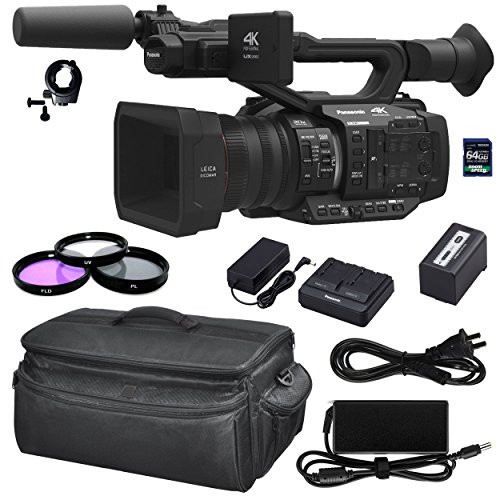 Panasonic AG-UX180 4K Premium Professional Camcorder w/ 5900 mAh Battery, Charger, AC Adapter 64GB SD Card UV Filter Polarizing Filter (CPL) Fluorescent Daylight Filter (FL-D) - International Version