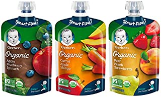 Gerber Organic 2nd Foods, Fruit & Veggie Variety Pack Pureed Baby Food, 3.5 Ounce Pouch, 18 Count (Packaging May Vary)