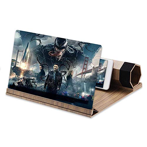 12''3D HD Screen Magnifier, Solid Wood Grain Foldable Mobile Phone Screen,Suitable for Watching Movie Videos on All Smartphones Gift