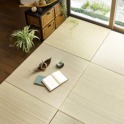 EMOOR Japanese Igusa Unit Tatami Mat IRODORI 32x32x1in, 9-Piece Set (Natural, Undyed)