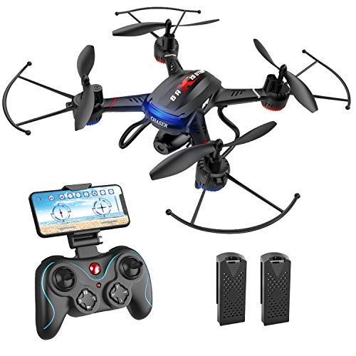 Holy Stone F181W 1080P WiFi FPV Drone with Wide-Angle HD Camera Live Video RC Quadcopter with Altitude Hold, Gravity Sensor Function, RTF and Easy to Fly for Beginner & Kids, 2 Batteries Included