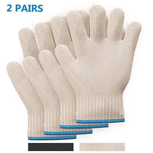 Killer's Instinct Outdoors 2 Pairs Heat Resistant Gloves Oven Gloves Heat Resistant with Fingers Oven Mitts Kitchen Pot Holders Cotton Gloves Kitchen Gloves Double Oven Mitt Set