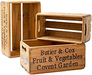 Gift Crate  Wood Boxes Rustic Farmhouse Style  Set of 3 Decorative Boxes  Country Vintage Wooden Crates for Storage and Display  Decorative Wooden Crates with Handles