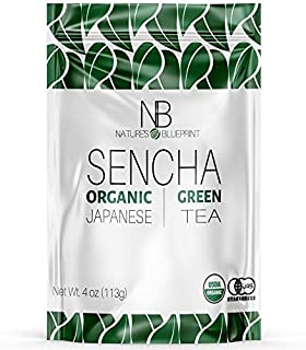 Nature's Blueprint Sencha - Loose Leaf Green Tea Grown in Japan - Made Only from Pure and Organic Japanese Leaves with Powerful Anti Inflammatory Properties - Unsweetened for an All Natural Taste