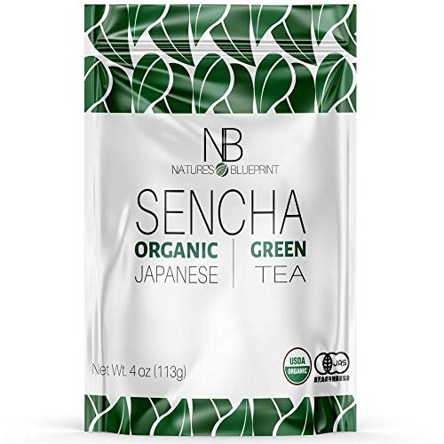 Nature's Blueprint Sencha - Loose Leaf Green Tea Grown in Japan - Made Only from Pure and Organic Japanese Leaves with Powerful Anti Inflammatory Properties - Unsweetened for an All Natural Taste