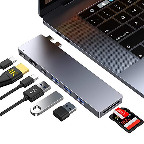 USB C Hub, MacBook Pro Adapter, USB-C Adapter with Thunderbolt 3 100W PD, 4K HDMI, USB-C & USB-A 3.0, SD/Micro SD Card Reader, Hub for MacBook Pro 2016-2020, 13/15/16