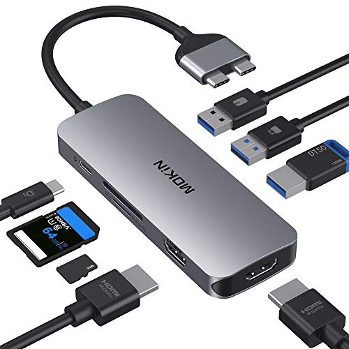 USB C to Dual HDMI Multiport Adapter USB C Hub for MacBook Pro, 8 in 2 Thunderbolt 3 Adapter Mac Dongle MacBook with 2 HDMI(4K @60Hz), 3USB3.0,SD TF Card Reader and 100W PD USB C Port