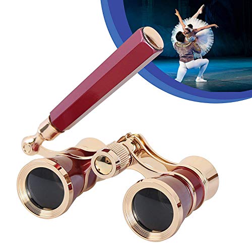 Opera Glasses Binoculars 3X25 Theater Glasses Mini Binocular Compact with Handle for Adults Kids Women in Musical ConcertRed