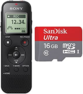 Sony ICD-PX470 Stereo Digital Voice Recorder with Built-in USB Voice Recorder w/ 16GB Class 10 Micro SDHC