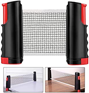 Fostoy Ping Pong Nets, Table Tennis Nets Adjustable Retractable Net Ping Pong Replacement Net, Portable Travel Holder - Adjustable Length 170 (max) x 14.5cm (Red)