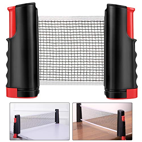 Fostoy Ping Pong Nets, Table Tennis Nets Adjustable Retractable Net Ping Pong Replacement Net, Portable Travel Holder - Adjustable Length 170 (max) x 14.5cm (Red)