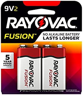 Rayovac Fusion 9V Batteries, Premium Alkaline 9V Battery (2 Count)