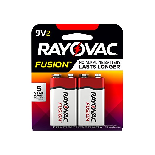 Rayovac Fusion 9V Batteries, Premium Alkaline 9V Battery (2 Count)