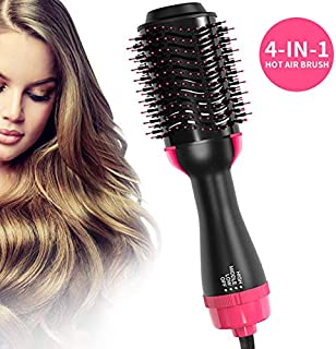 One Step Hair Dryer & Volumizer, Upgrade Hot Air Brush, Salon Negative lon Styling Hair Dryer Brush, Ceramic Electric Blow Dryer, Curler, Straightener, Styler Brush with 2Pcs Hair Clips