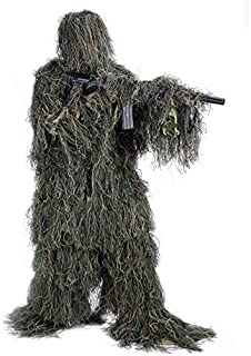 Pinty Ghillie Suit 3D 4-Piece with Bag Camouflage Camo Tactical Hunting Forest Woodland Dark Green XL/XXL