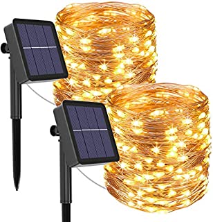 kolpop Solar String Lights Outdoor, Solar Powered Fairy Lights 240 LED 8 Modes Garden Copper Wire Waterproof Decoration Lighting for Tree Patio Christmas Camping Wedding Party Warm White