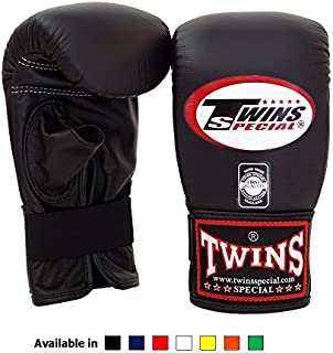 Twins Special Muay Thai Training Bag Gloves TBGL 1H - Half Thumb - Black, Medium