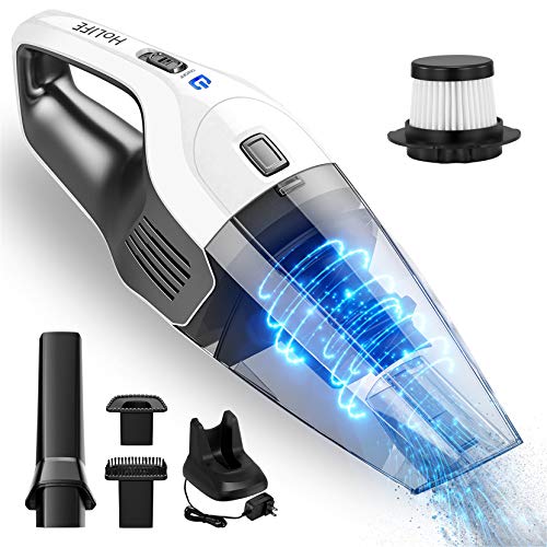 Holife Handheld Vacuum Cordless Cleaner Rechargeable, 7Kpa 14.8V Portable Powerful Cyclonic Suction Hand Vacuum Quick Charge, Lightweight Wet Dry Vac with HEPA Filter for Home Pet Hair Car Cleaning