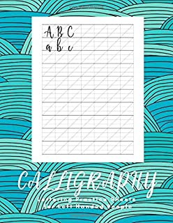 Calligraphy Lettering Practice Sheets for Left Handed People: 160 Sheets - Work Book Lined Handwriting for Adults Kids Teens Beginner's Blue