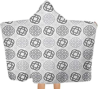 Hooded Towels for Baby Celtic Bath Pool Beach Wearable Towels Traditional Ireland Round Celtic Love Knots with Shamrock Motifs Artwork Pattern Beach Pool Bath Swim Coverups/Poncho/Cape 51x32 Inch