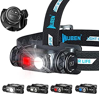 WUBEN H1 LED Headlamp 1200 Lumens USB Rechargeable Headlights Flashlights, 10 Modes High-bright Work Headlight, IP68 Waterproof Adjustable Head Lights for Camping, Hiking, Climbing, Hunting