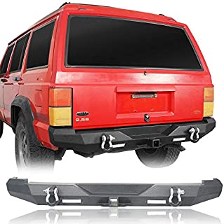 Hooke Road Cherokee XJ Rear Bumper with 2×18W LED Lights & Receiver Hitch Compatible with Jeep Cherokee XJ 1984-2001