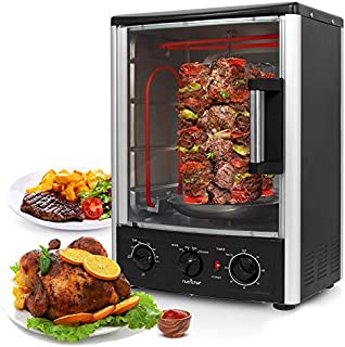 Nutrichef Upgraded Multi-Function Rotisserie Oven - Vertical Countertop Oven with Bake, Turkey Thanksgiving, Broil Roasting Kebab Rack with Adjustable Settings, 2 Shelves 1500 Watt - AZPKRT97