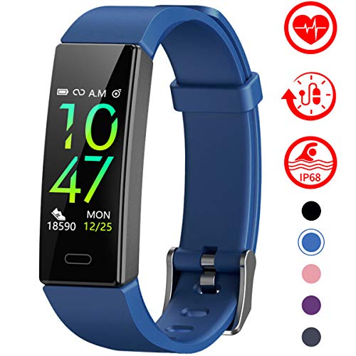 Mgaolo Fitness Tracker with Blood Pressure Heart Rate Sleep Monitor,10 Sport Modes IP68 Waterproof Activity Tracker Fit Smart Watch with Pedometer Calorie Step Counter for Women Men Kids (Blue)