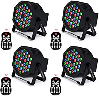 LED UP Lights,KisMee Stage Lights 36 x 1W RGB Sound Activated DJ Disco Party lights Remote Compatible with DMX-512 Controller for Wedding Party Club Church Mood Lights (36LEDs Par Lights 4 Pack)