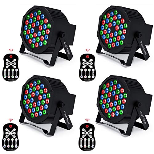 LED UP Lights,KisMee Stage Lights 36 x 1W RGB Sound Activated DJ Disco Party lights Remote Compatible with DMX-512 Controller for Wedding Party Club Church Mood Lights (36LEDs Par Lights 4 Pack)