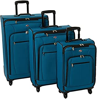 American Tourister AT Pops Plus Softside 3-Piece Spinner Wheel Luggage Set, Moroccan Blue, (21/25/29)