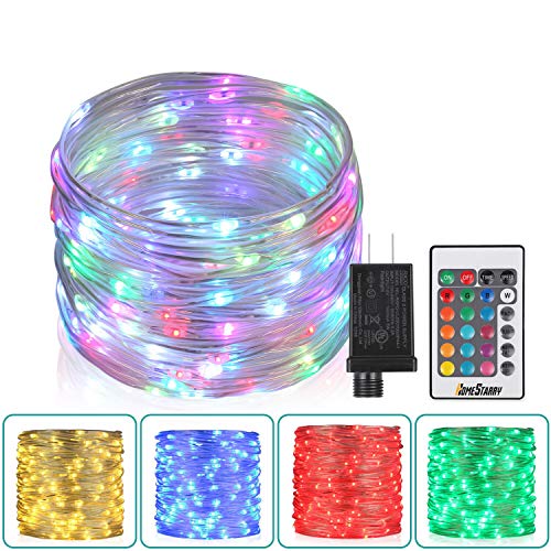 33Ft Outdoor Led Rope Lights, Christmas Fairy Lights Plug in 100 LEDs Color Changing String Lights with Remote Waterproof Led String Lights for Outdoor, Wedding, Party, Garden, Home Decor, 16 Colors