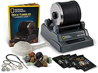 NATIONAL GEOGRAPHIC Hobby Rock Tumbler Kit - Includes Rough Gemstones, 4 Polishing Grits, Jewelry Fastenings and Detailed Learning Guide - Great STEM Science Kit for Mineralogy and Geology Enthusiasts