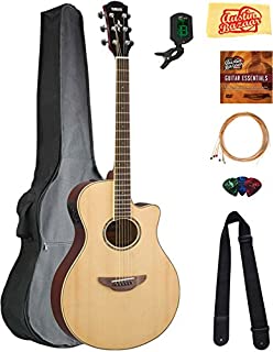 Yamaha APX600 Thin Body Acoustic-Electric Guitar - Natural Bundle with Gig Bag, Tuner, Strings, Strap, Picks, Austin Bazaar Instructional DVD, and Polishing Cloth