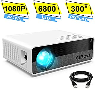 Projector,CiBest Q9 Native 1080P HD Video Projector 6800 Lux, up to 300