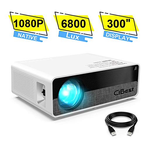 Projector,CiBest Q9 Native 1080P HD Video Projector 6800 Lux, up to 300