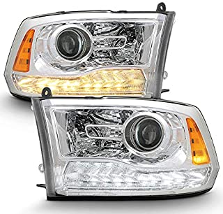 ACANII - For 2009-2018 Dodge Ram 1500 2500 3500 Upgrade Style Chrome Housing LED DRL Projector Headlights Headlamps