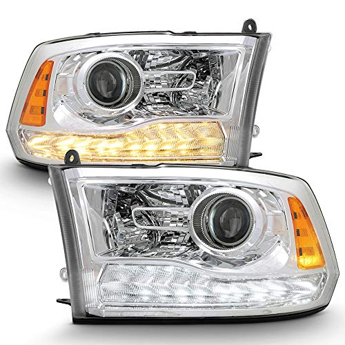 ACANII - For 2009-2018 Dodge Ram 1500 2500 3500 Upgrade Style Chrome Housing LED DRL Projector Headlights Headlamps