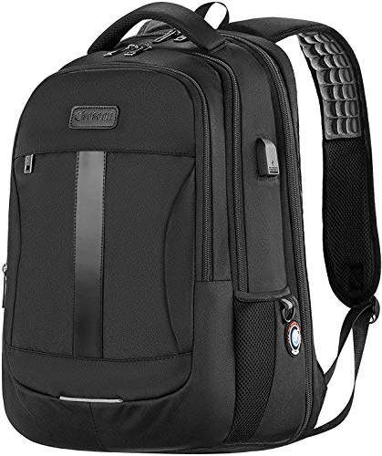 Laptop Backpack, 17-Inch Sosoon Travel Backpack for Laptop and Notebook, High School College Bookbag for Women Men Boys, Anti-Theft Water Resistant Bussiness Bag with USB Charging Port, Black