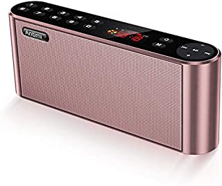 Antimi Bluetooth Speakers with FM Radio MP3 Player Stereo Portable Wireless Speaker Dual Drivers with HD Sound, Built-in Microphone, High Definition Audio and Enhanced Bass (Pink)